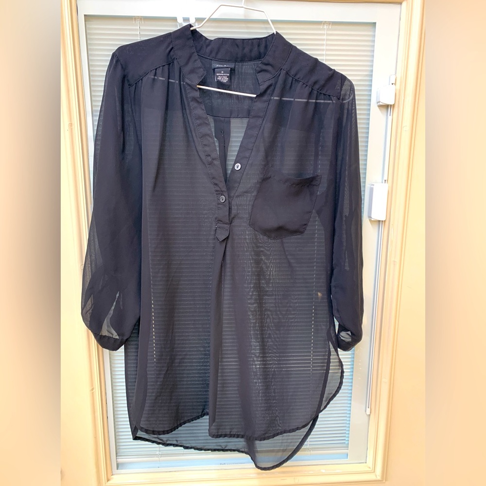 Medium black sheer dress shirt